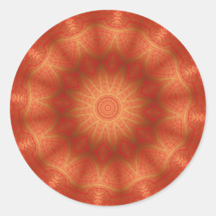 Gold en Red Kaleidoscoop Ronde Sticker