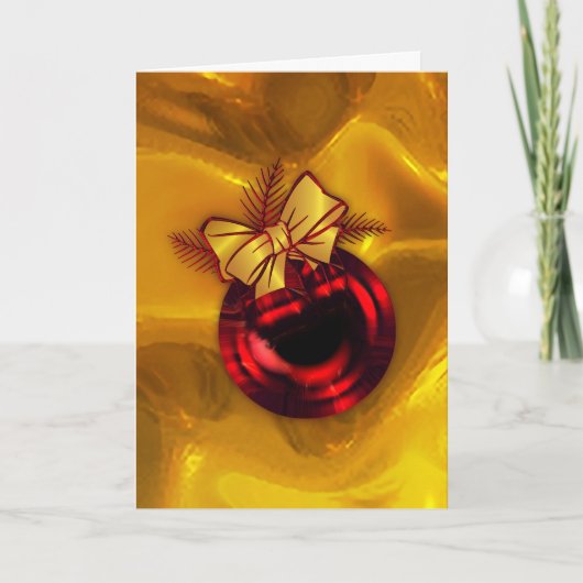 Gold- en Red-kerstboom Bauble Kaart (Voorkant)