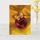 Gold- en Red-kerstboom Bauble Kaart (Gele Bloem)