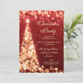 Gold- en Red-kerstboomfeest Kaart (Staand voorkant)