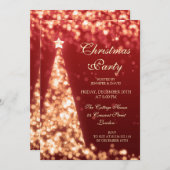 Gold- en Red-kerstboomfeest Kaart (Voorkant / Achterkant)