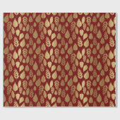 Gold- en Red Leaf-patroon Cadeaupapier (Vlak)