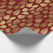 Gold- en Red Leaf-patroon Cadeaupapier (Hoek)