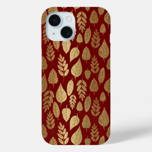 Gold- en Red Leaf-patroon iPhone 15 Case