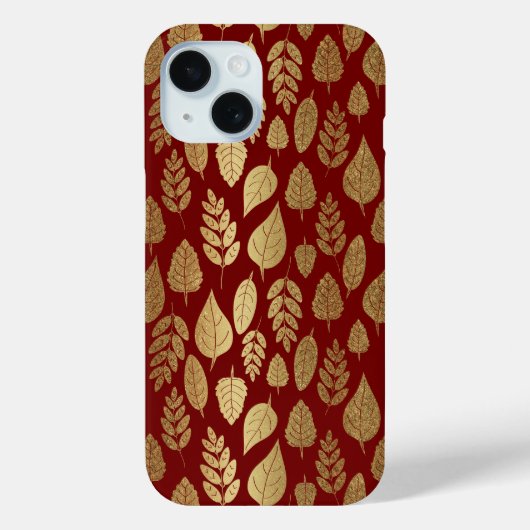 Gold- en Red Leaf-patroon Case-Mate iPhone Case (Achterkant)