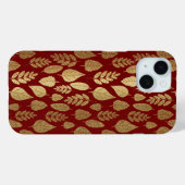 Gold- en Red Leaf-patroon Case-Mate iPhone Case (Achterkant (horizontaal))