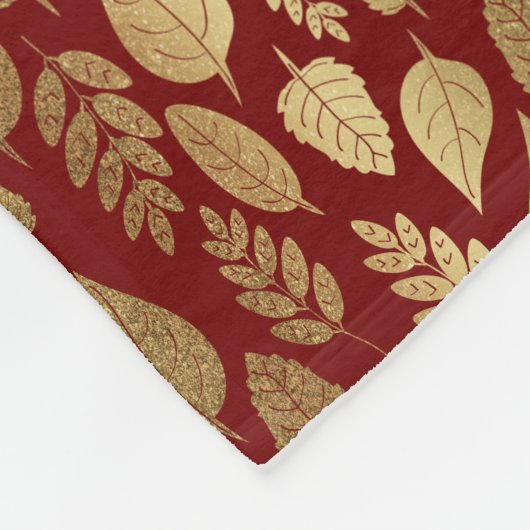 Gold- en Red Leaf-patroon Fleece Deken (Hoek)