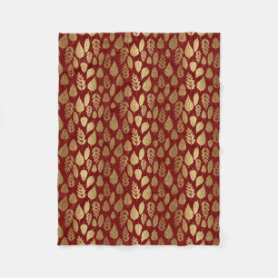 Gold- en Red Leaf-patroon Fleece Deken