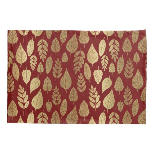 Gold- en Red Leaf-patroon Kussensloop (Achterkant-Links)