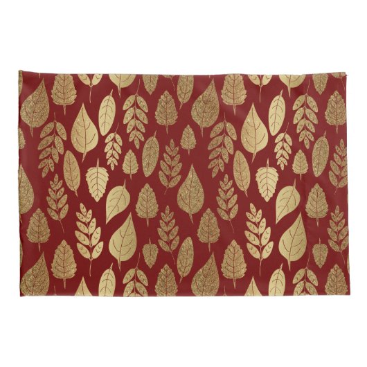 Gold- en Red Leaf-patroon Kussensloop (Achterkant-Rechts)