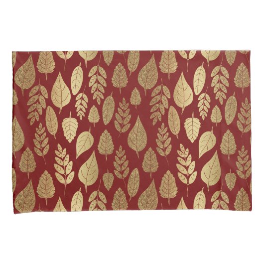 Gold- en Red Leaf-patroon Kussensloop (Voorkant-Rechts)