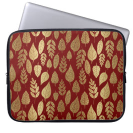 Gold- en Red Leaf-patroon Laptop Sleeve