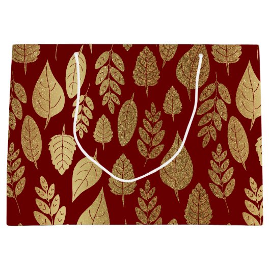 Gold- en Red Leaf-patroon Large Cadeautasje (Voorkant)