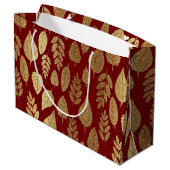 Gold- en Red Leaf-patroon Large Cadeautasje (Achterkant Gekanteld)