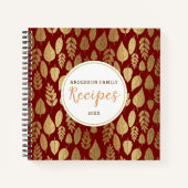 Gold- en Red Leaf-patroon Notitieboek (Voorkant)