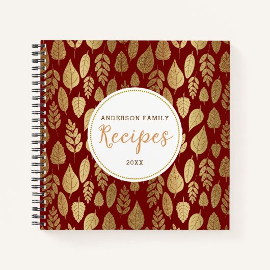 Gold- en Red Leaf-patroon Notitieboek (Voorkant)