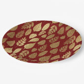 Gold- en Red Leaf-patroon Papieren Bordje (Gekanteld)