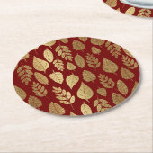 Gold- en Red Leaf-patroon Ronde Kartonnen Onderzetter (Gebogen)