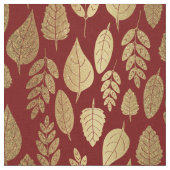 Gold- en Red Leaf-patroon Stof (Close Up)