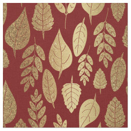 Gold- en Red Leaf-patroon Stof