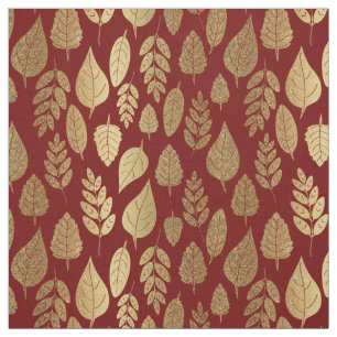 Gold- en Red Leaf-patroon Stof