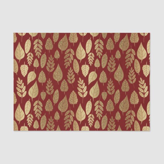 Gold- en Red Leaf-patroon Tissuepapier (Voorkant)