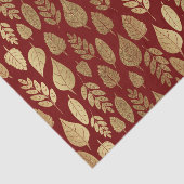 Gold- en Red Leaf-patroon Tissuepapier (Detail)