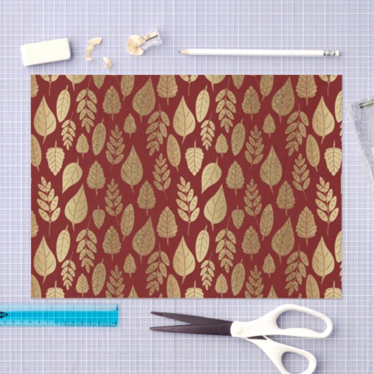 Gold- en Red Leaf-patroon Tissuepapier (Craft)
