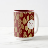 Gold- en Red Leaf-patroon Tweekleurige Koffiemok (Voorkant rechts)