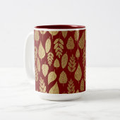 Gold- en Red Leaf-patroon Tweekleurige Koffiemok (Voorkant links)