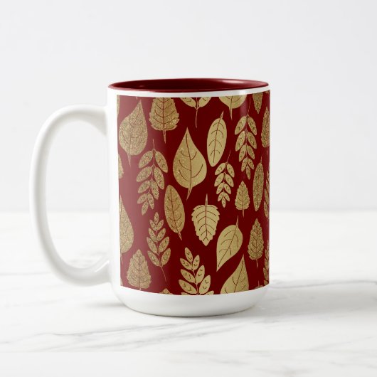 Gold- en Red Leaf-patroon Tweekleurige Koffiemok (Links)