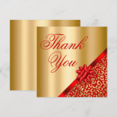 Gold en Red Leopard Shimmer Glam Bedankkaart (Voorkant / Achterkant)