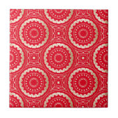 Gold en Red Mandala Oriental Royal Pattern Tegeltje (Voorkant)