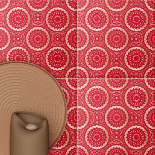 Gold en Red  Mandala Oriental Royal Pattern Tegeltje