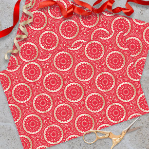 Gold en Red  Mandala Oriental Royal Pattern Tissuepapier