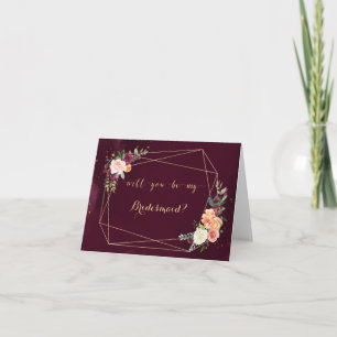 Gold en Red Maroon zijn mijn bruidsmeisje Kaart