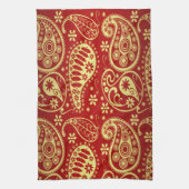 Gold- en Red Paisley-patroon Theedoek (Verticaal)