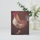 Gold en Red Rooster Art Briefkaart (Staand voorkant)