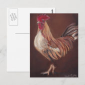 Gold en Red Rooster Art Briefkaart (Voorkant / Achterkant)