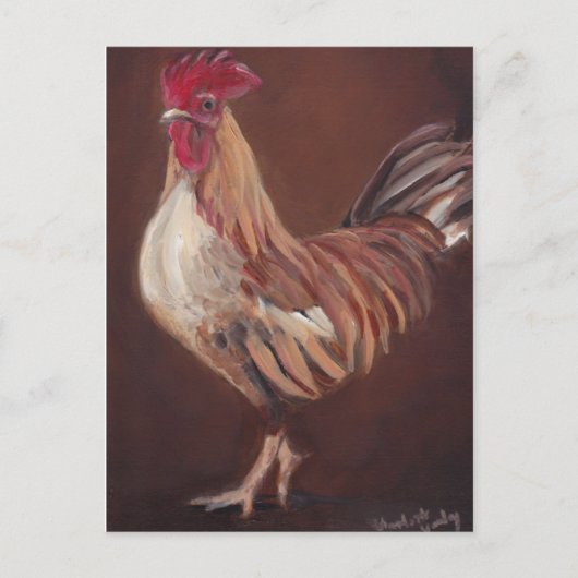 Gold en Red Rooster Art Briefkaart (Voorkant)