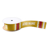 Gold en Red Striped Jersey, gepersonaliseerd Satijnen Lint (Spoel)