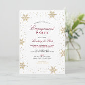 Gold- en Red Winter-kerstfeest Uitnodiging (Staand voorkant)