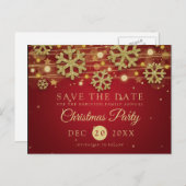 Gold- en rode kerstfeestdag bespaart u de datum va aankondigingskaart (Voorkant / Achterkant)