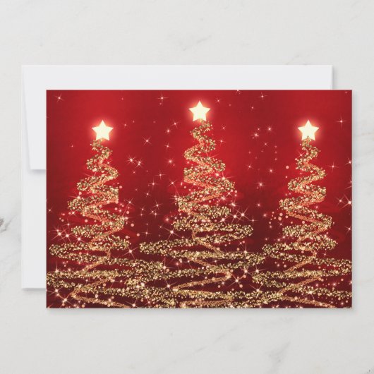 Gold- en rode kerstfeestdag kaart (Achterkant)