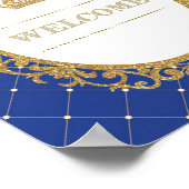 Gold en Royal Blue Baby Prince Welcome Sign Poster (Hoek)