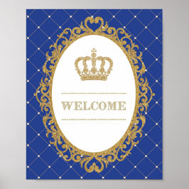 Gold en Royal Blue Baby Prince Welcome Sign Poster