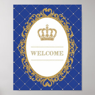 Gold en Royal Blue Baby Prince Welcome Sign Poster
