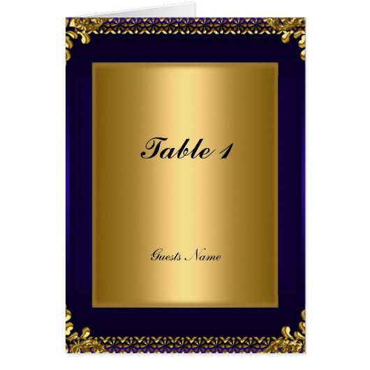Gold en Royal Blue Tafel Plaatsing Kaart Menu (Voorkant)