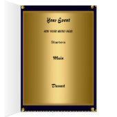 Gold en Royal Blue Tafel Plaatsing Kaart Menu (Binnen (Rechts))