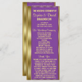 Gold en Royal Paars Wedding Custom Program Programmakaart (Voorkant / Achterkant)